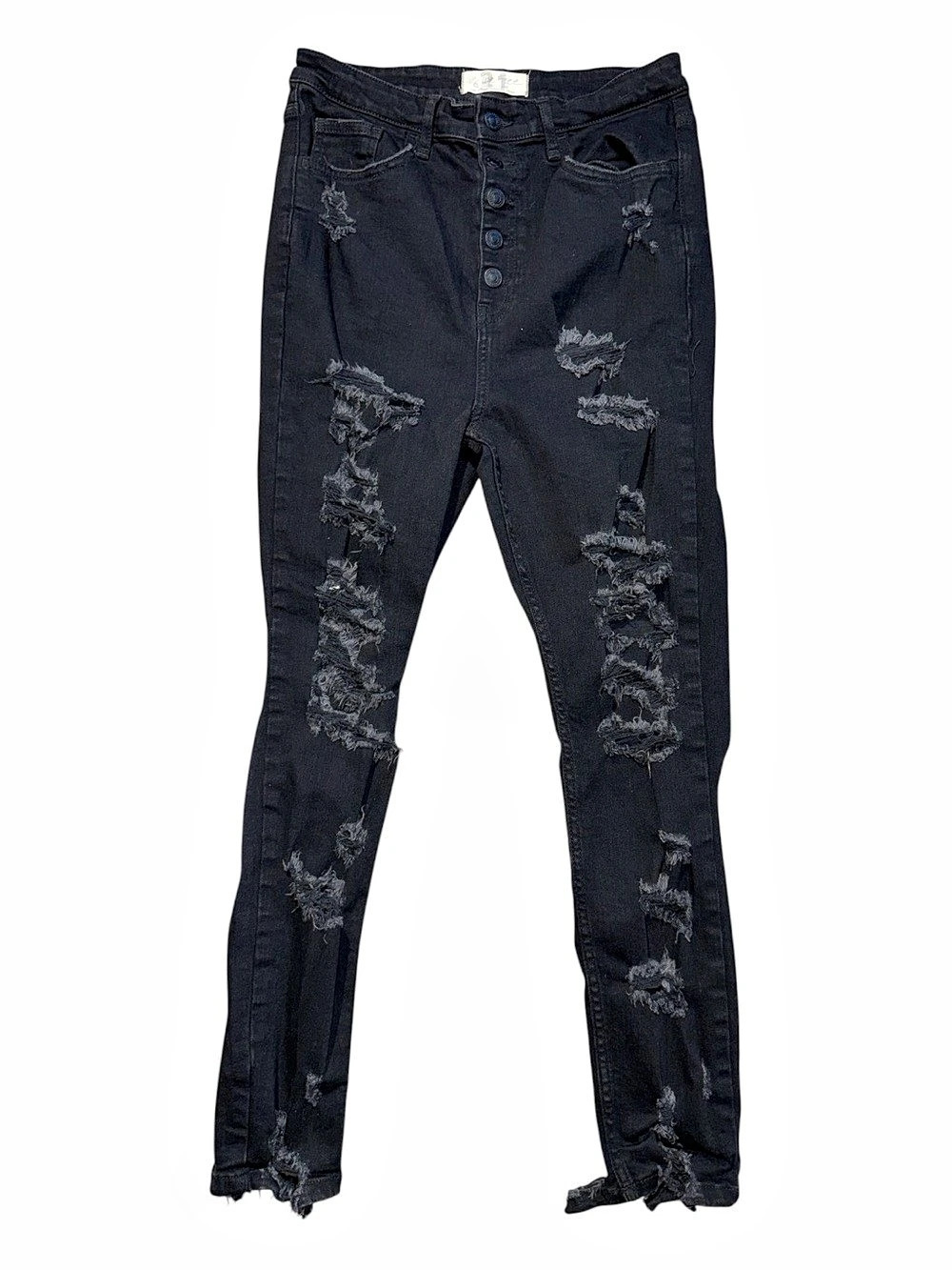 We The Free 31 Heavy Distressed Goth Dark Fairy Black Skinny Jeans New